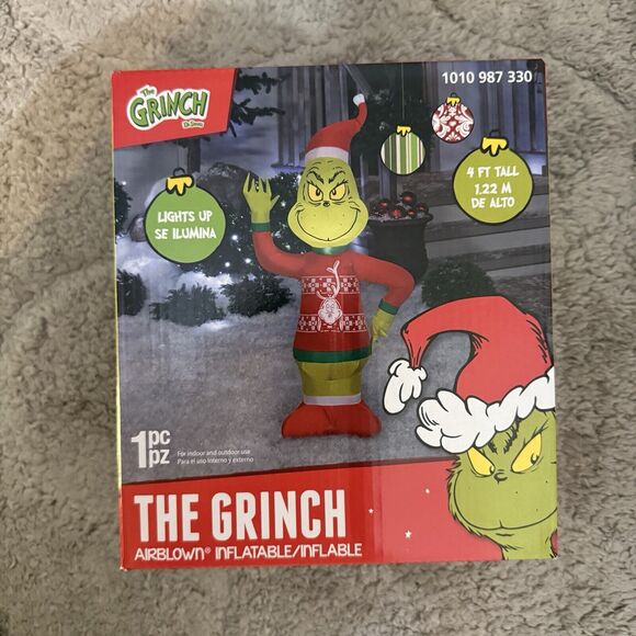 Gemmy Grinch In Christmas Sweater 4 ft. LED Airblown Inflatable New In Box‎ - Picture 11 of 16